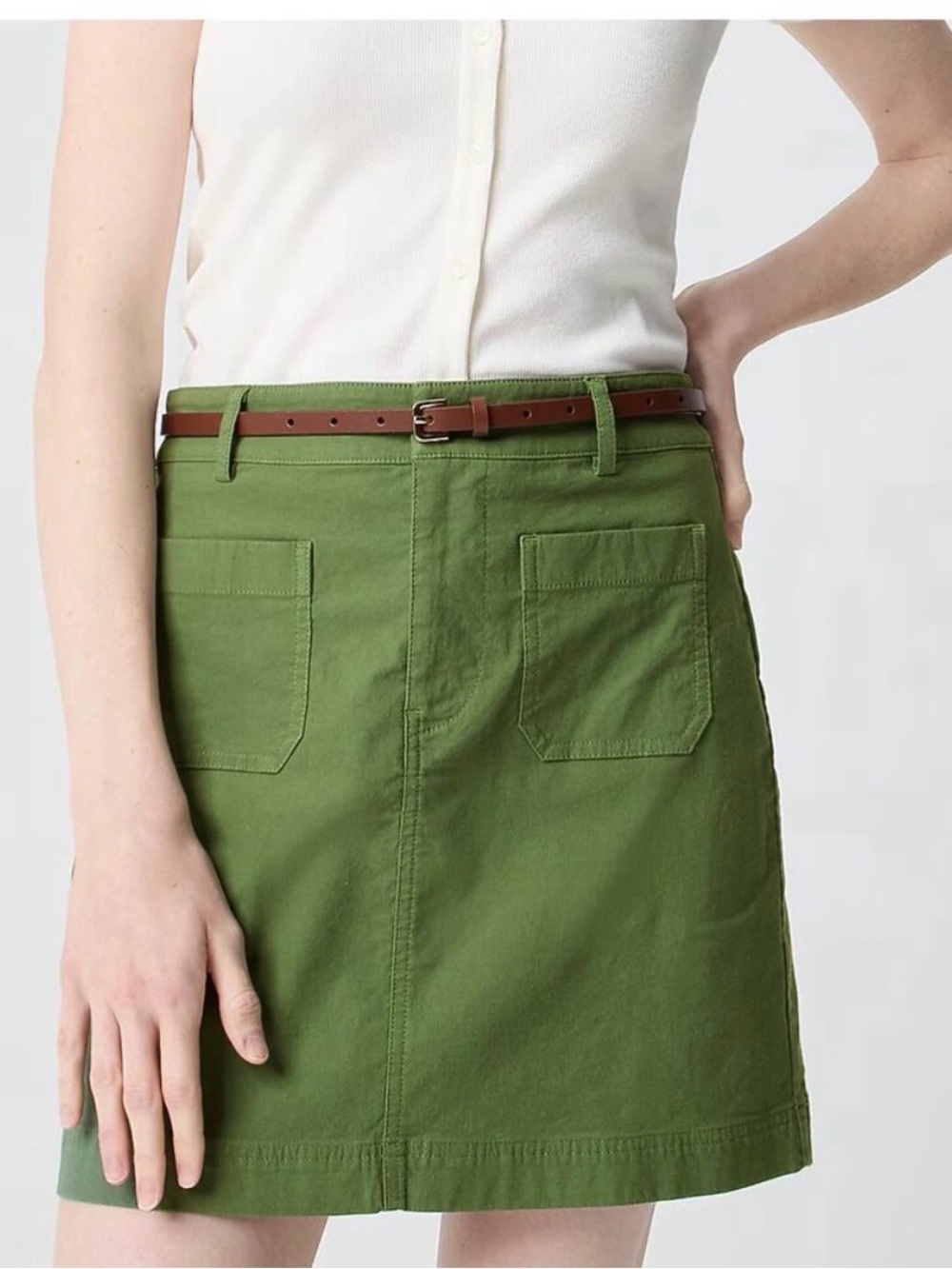 J. Crew Factory Lizzie Green Mini Skirt with Front Pockets